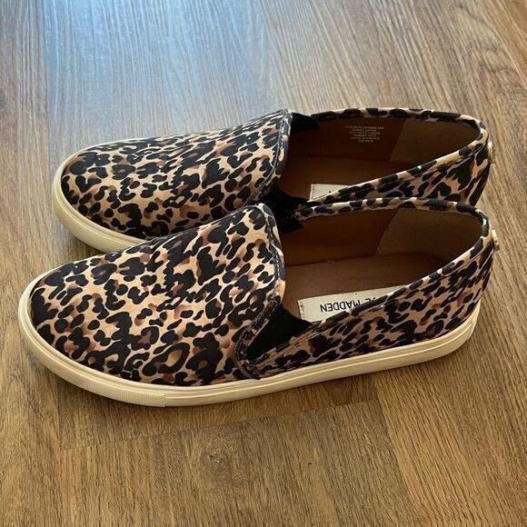 Steve Madden Women's Symba‎ Slip-On Sneaker Leopard Print Brown Size 8m - Picture 1 of 6